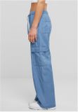 Urban Classics Ladies Light Denim Cargo Pants skyblue washed